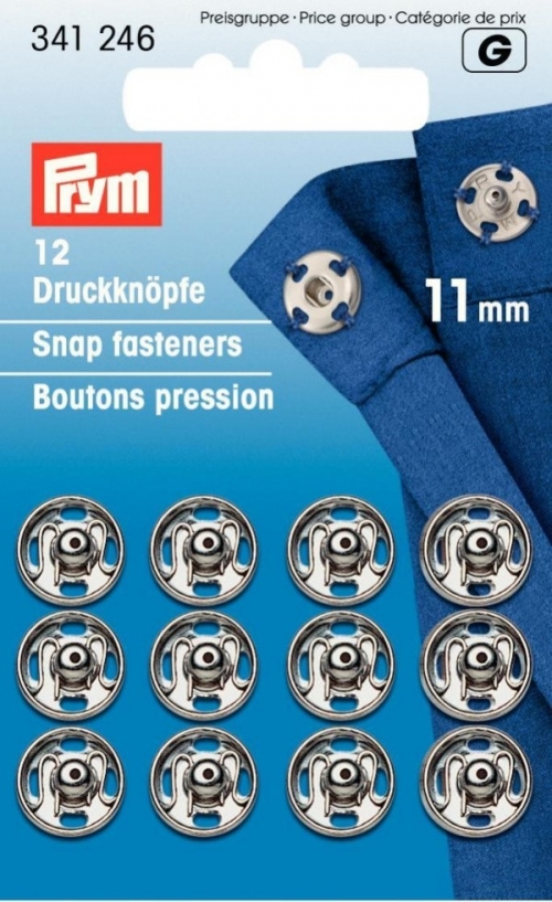 Prym Sew On Metal Snap Fasteners Silver