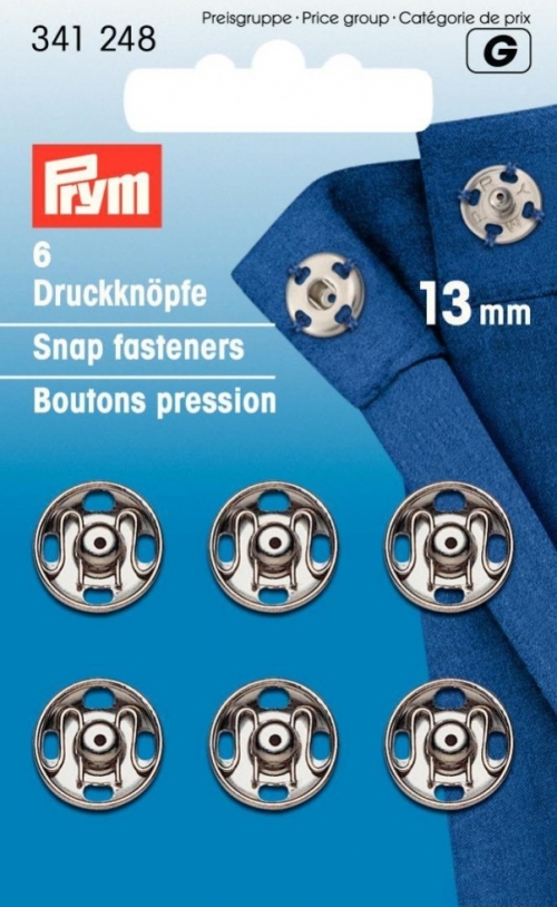 Prym Sew On Metal Snap Fasteners Silver