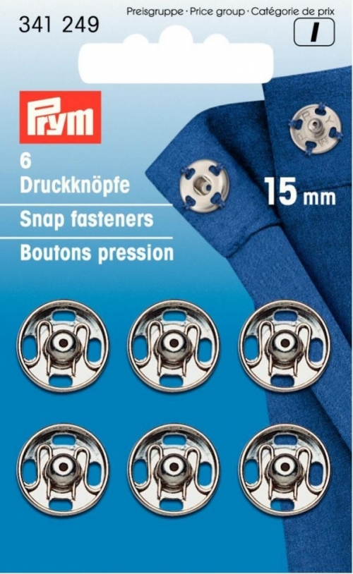 Prym Sew On Metal Snap Fasteners Silver