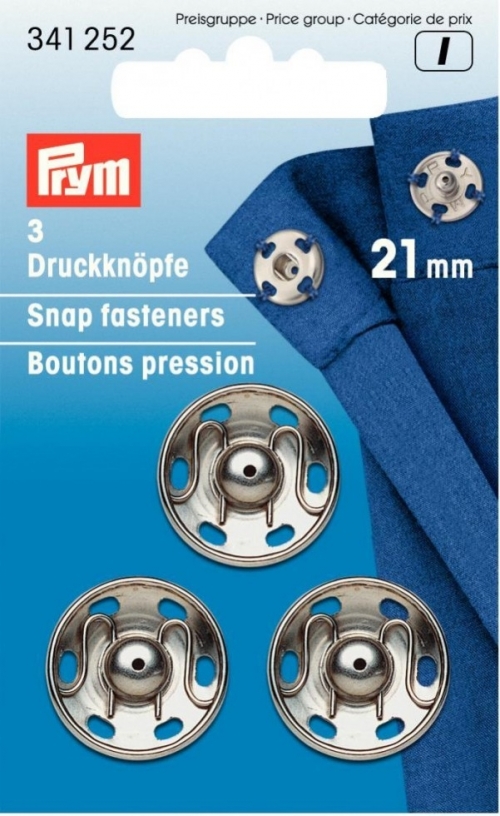 Prym Sew On Metal Snap Fasteners Silver