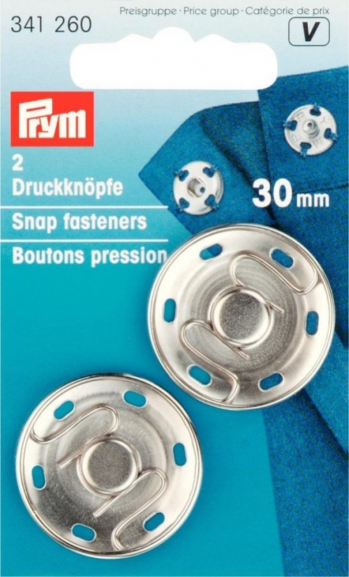Prym Sew On Metal Snap Fasteners Silver