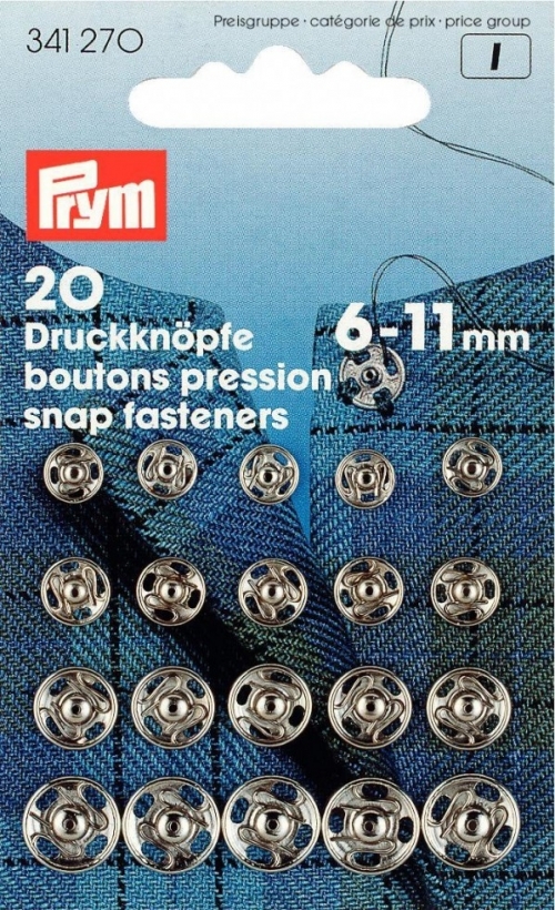 Prym Sew On Metal Snap Fasteners Black
