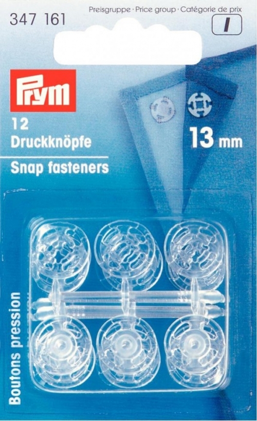 Prym Sew On Plastic Snap Fasteners Transparent