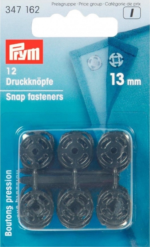 Prym Sew On Plastic Snap Fasteners Black