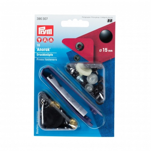 Prym Anorak Snaps Press Fasteners Black