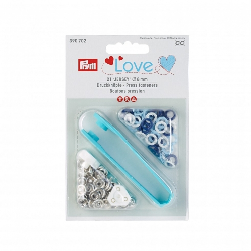 Prym Love Metal Ring Snaps Press Fasteners Blue/White/Light Blue