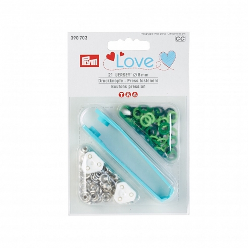 Prym Love Metal Ring Snaps Press Fasteners Green Mix