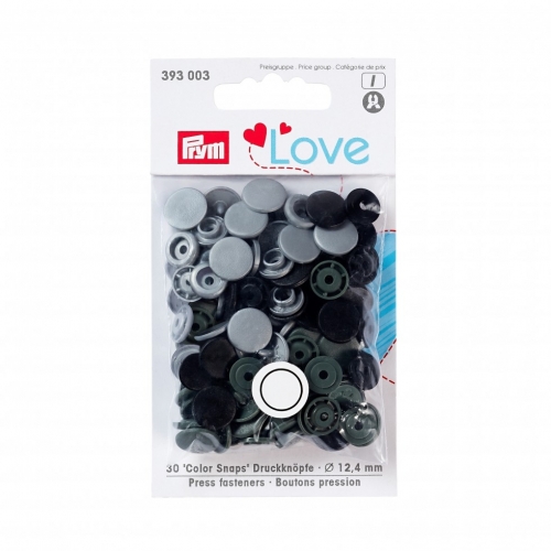 Prym Love Round Snaps Press Fasteners Grey