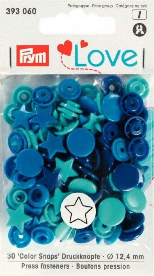 Prym Love Star Snaps Press Fasteners Blue Turquoise Ink