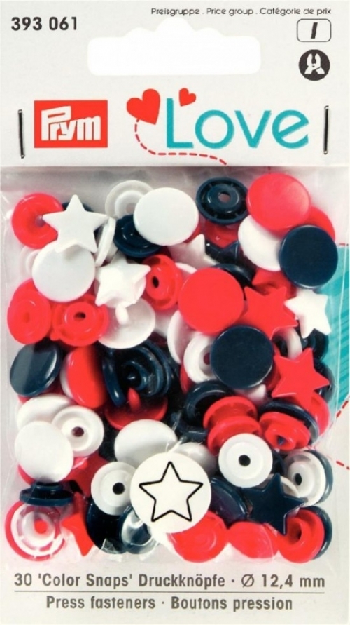 Prym Love Star Snaps Press Fasteners Red White Navy