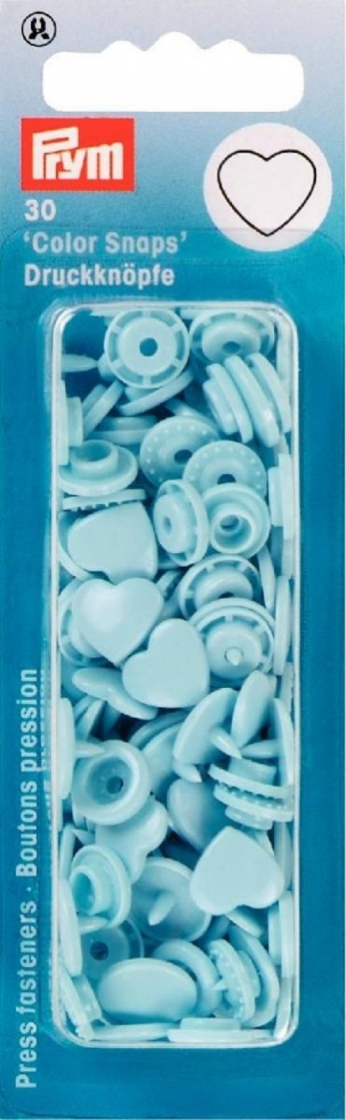 Prym Heart Snaps Press Fasteners Light Blue