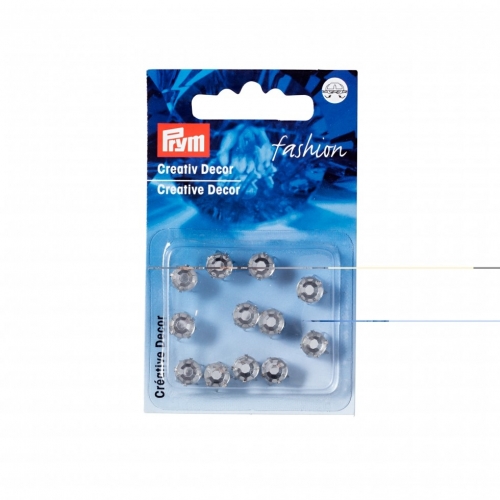 Prym Round Clip On Diamante Studs Silver