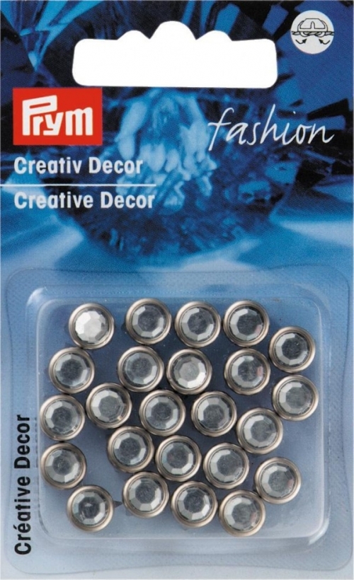 Prym Round Diamante Studs Silver