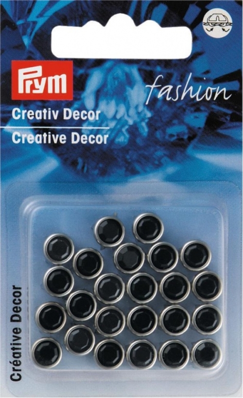 Prym Round Diamante Studs Black