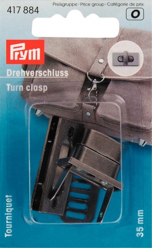 Prym Turn Bag Clasp Closure Antique Silver Brushed