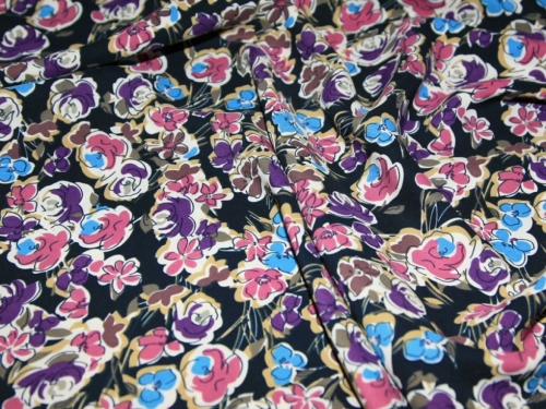Soft Polyester Crepe Fabric Blue/Pink/Purple