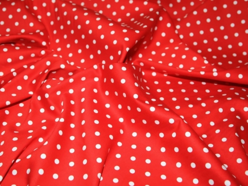 Deadstock Jardin Woven Stretch Cotton Sateen Fabric Red & White