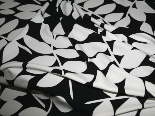 Soft Polyester Crepe Fabric Black/Ivory