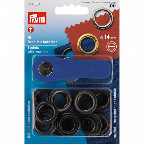 Prym Metal Eyelets with Washers Black Oxidized