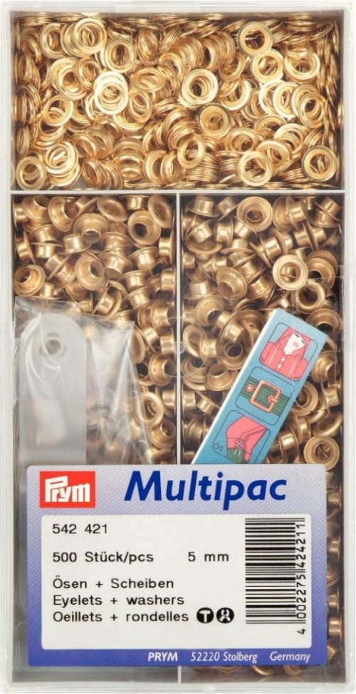 Prym Metal Eyelets with Washers Gold