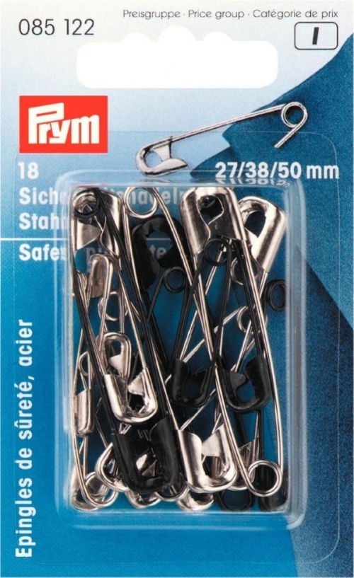 Prym Safety Pins Silver & Black