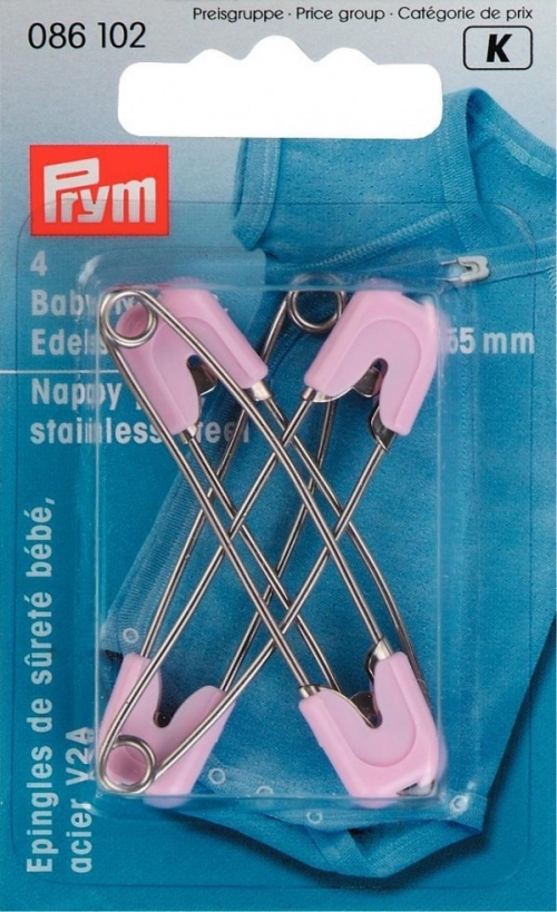 Prym Safety Nappy Pins Light Pink