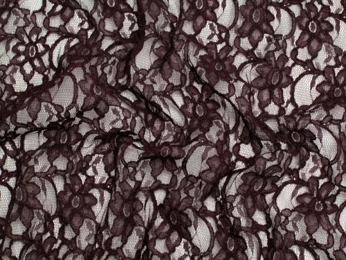 Chantilly Corded Lace Fabric Mulberry Brown