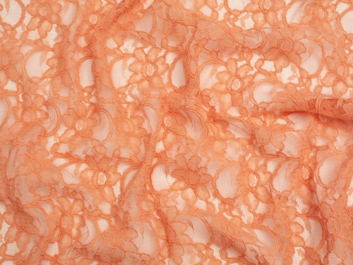 Chantilly Corded Lace Fabric Orange