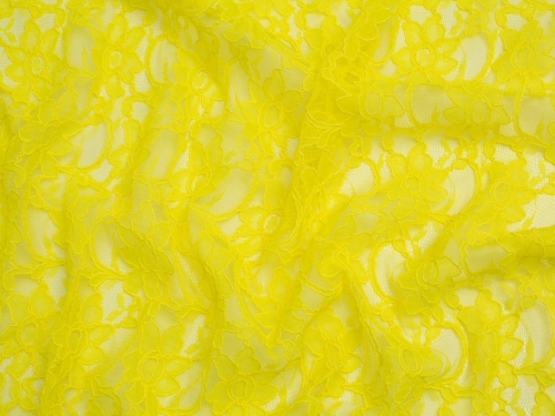 Chantilly Corded Lace Fabric Yellow