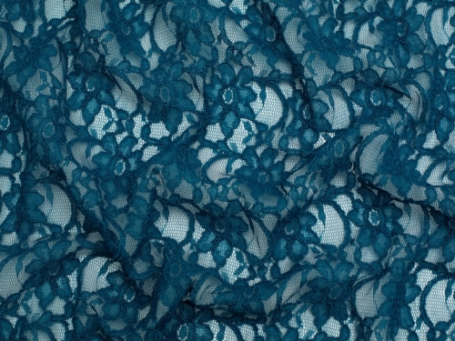 Chantilly Corded Lace Fabric Petrol Blue