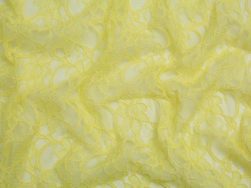 Chantilly Corded Lace Fabric Lemon Yellow
