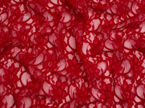 Chantilly Corded Lace Fabric Red