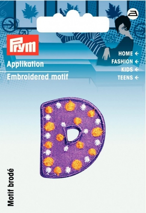 Prym Kids Letter Patch Motif Letter D - Lilac & Multicoloured