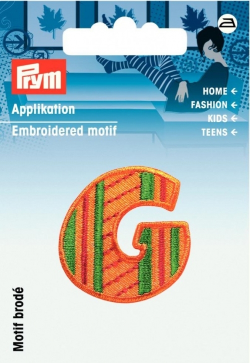 Prym Kids Letter Patch Motif Letter G - Orange & Multicoloured