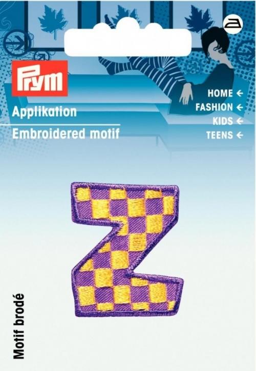 Prym Kids Letter Patch Motif Letter Z - Lilac & Multicoloured
