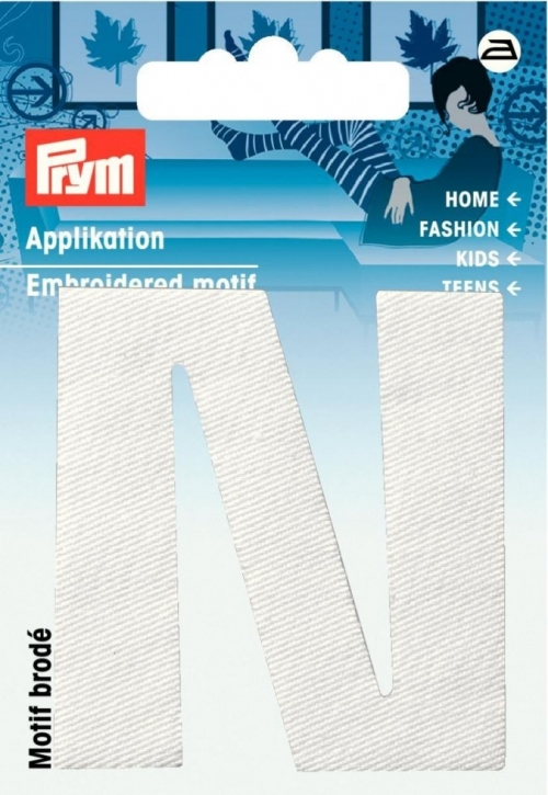 Prym Alphabet Letter Patch Motif Letter N - White