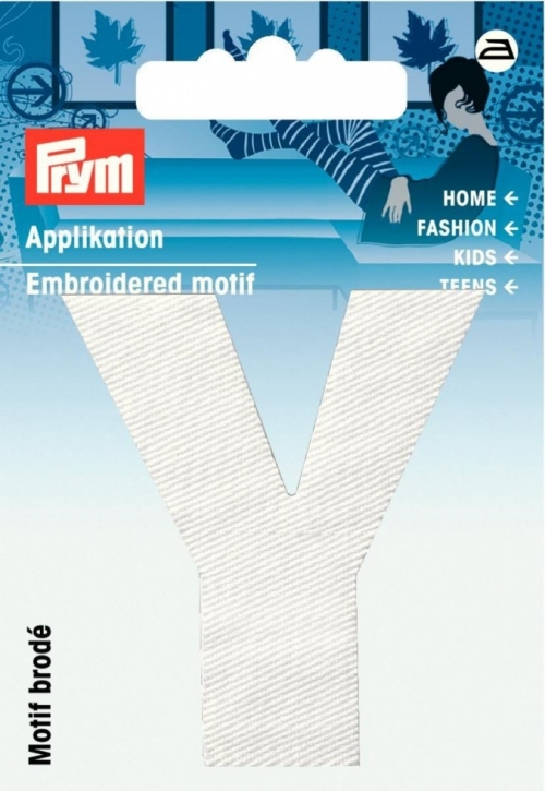 Prym Alphabet Letter Patch Motif Letter Y - White