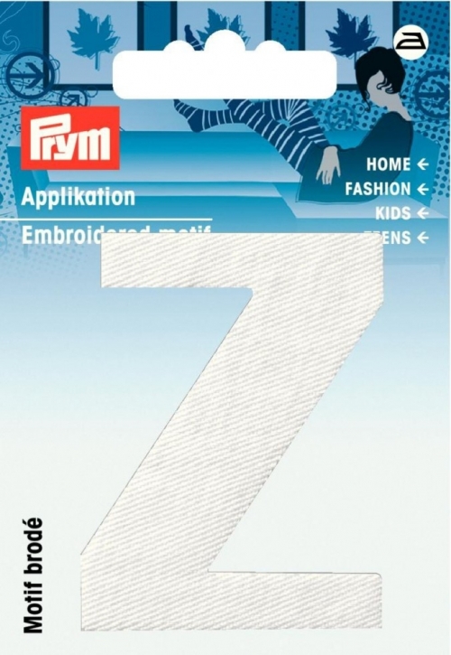 Prym Alphabet Letter Patch Motif Letter Z - White