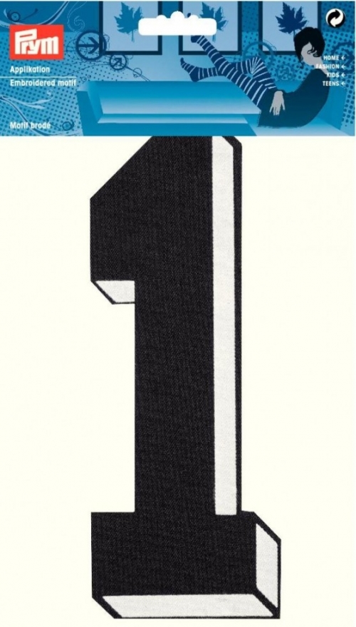 Prym Number Patch Motif Large Number 1 - Black
