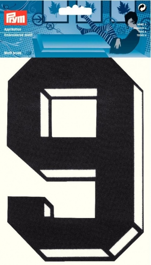 Prym Number Patch Motif Large Number 9 - Black