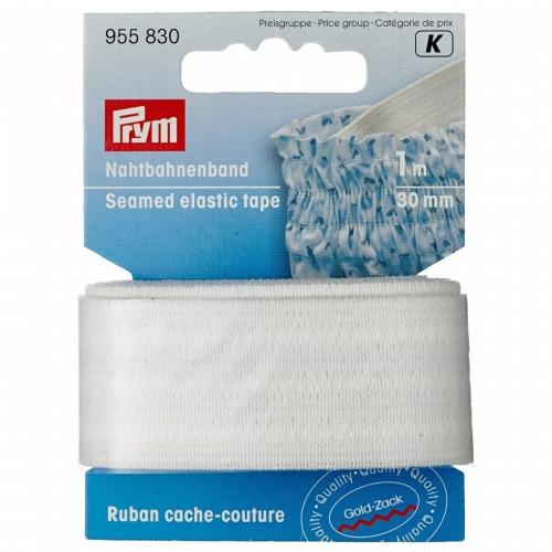 Prym Seamed Elastic Tape Natural White