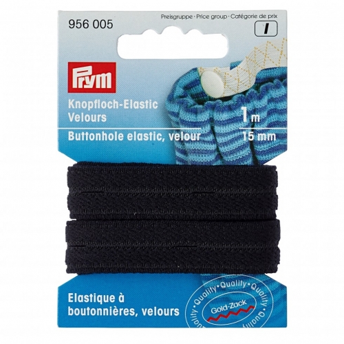Prym Velour Buttonhole Elastic Black