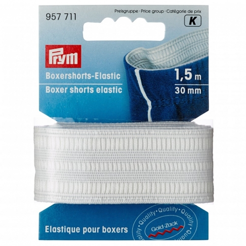 Prym Boxer Shorts Elastic Tape Natural White