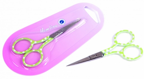 Hemline Polka Dot Scissors Green