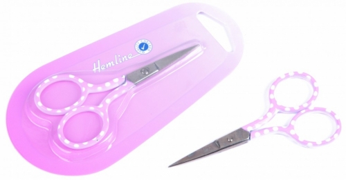 Hemline Polka Dot Scissors Pink