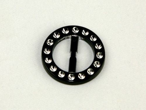 Round Diamante Buckle Black & Silver