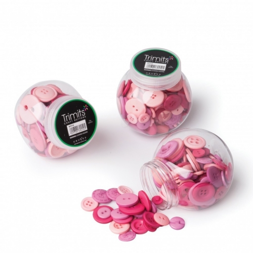 Trimits Jar of Buttons Assorted Pink