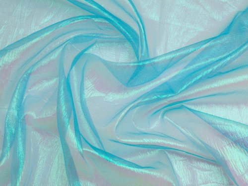Minerva Core Range Rainbow Crystal Organza Fabric Turquoise