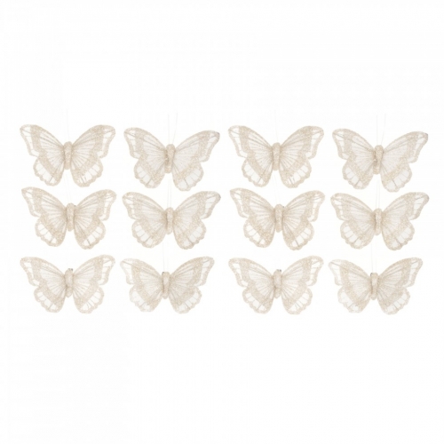 Butterfly Embellishments Ivory Glitter