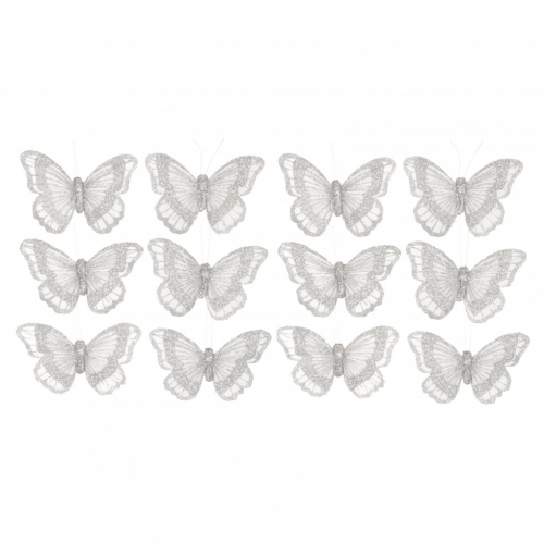 Butterfly Embellishments Silver Glitter